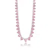 Shymi Women's Silver / Pink Graduated Heart Tennis Necklace - Pink In Multi
