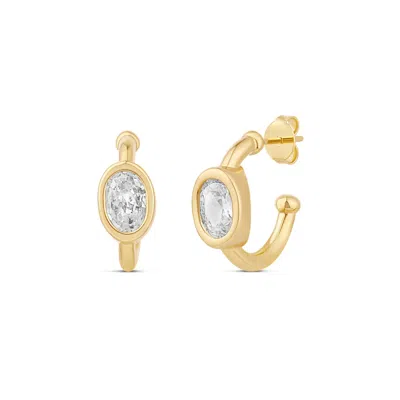 Shymi Women's Small Oval Bezel Hoops - Gold