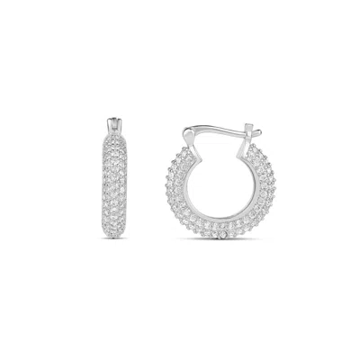 Shymi Women's Small Pave Hoops - Silver