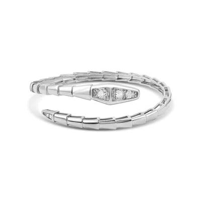 Shymi Women's Snake Flexible Bangle - Silver In Metallic