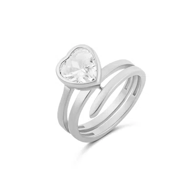 Shymi Women's Spiral Heart Ring - Silver