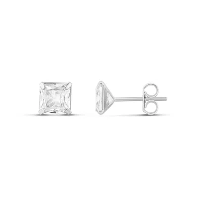 Shymi Women's Square Prong-set Mini Studs - Silver