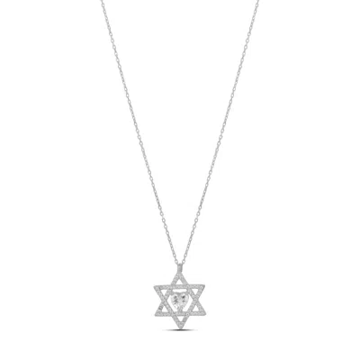 Shymi Women's Star Of David With Center Heart - Silver In Metallic