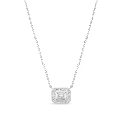Shymi Women's Statement Emerald And Baguette Pendant Necklace - Silver In Metallic
