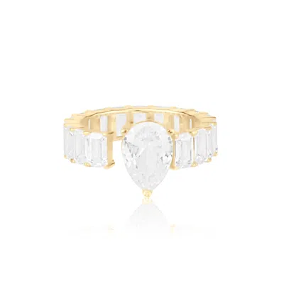 Shymi Women's Statement Pear & Emerald Shaped Band - Gold