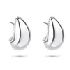 Shymi Women's Textured Bean Hoops - Silver