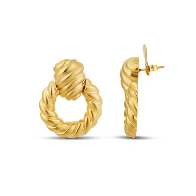 Shymi Women's Textured Round Drop Earrings - Gold