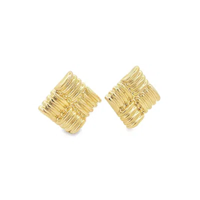 Shymi Women's Textured Square Statement Studs - Gold