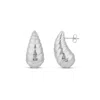 Shymi Women's Textured Tear Drop Hoops - Silver In Silver