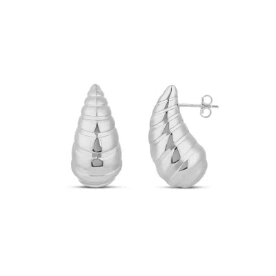 Shymi Women's Textured Tear Drop Hoops - Silver