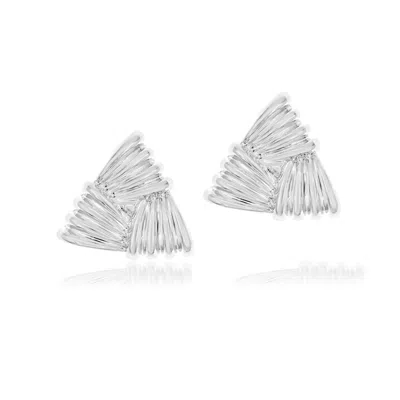 Shymi Women's Textured Triangle Statement Studs - Silver
