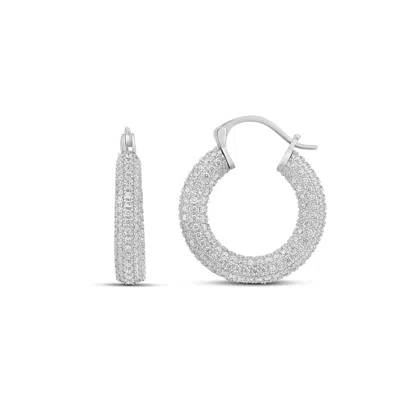 Shymi Women's Thick Pave Hoops - Silver