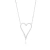 Shymi Women's Thin Cut Out Pave Heart - Silver