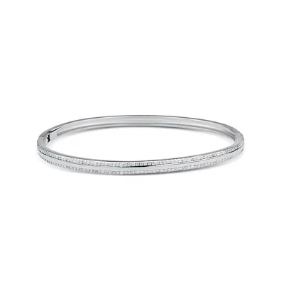 Shymi Women's Thin Pave Outline Bangle - Silver In Metallic