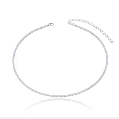 Shymi Women's Thin Tennis Necklace - Silver In Metallic