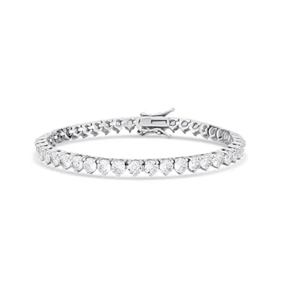 Shymi Women's Three Prong Four Mm Round Tennis Bracelet - Silver In Metallic