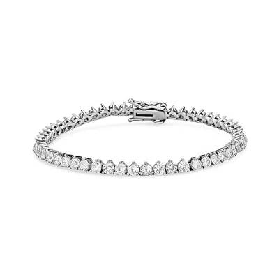 Shymi Women's Three Prong Round Tennis Bracelet - Silver