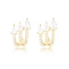 Shymi Women's Three Row Pave Wrap Earrings - Gold In Gold