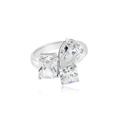Shymi Women's Three Stone Cocktail Ring - Silver