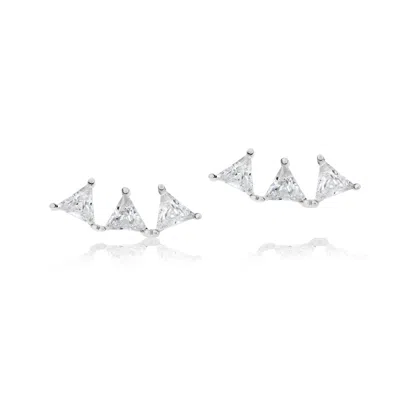 Shymi Women's Three Stone Triangle Crawler - Silver In Metallic