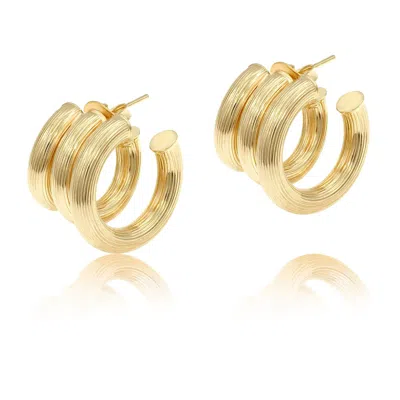 Shymi Women's Triple Textured Hoops - Gold