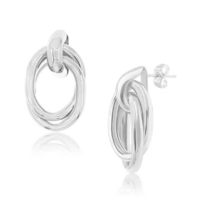 Shymi Women's Twisted Oval Drop Earrings - Silver