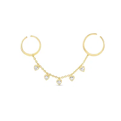 Shymi Women's Two Finger Bezel Set Adjustable Ring - Gold Heart