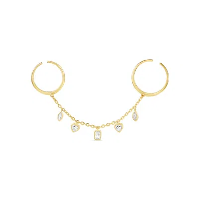 Shymi Women's Two Finger Bezel Set Adjustable Ring - Gold Mix Shape In Gray