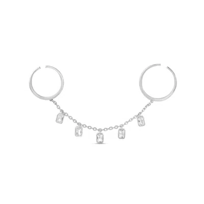 Shymi Women's Two Finger Bezel Set Adjustable Ring - Silver Emerald In Metallic