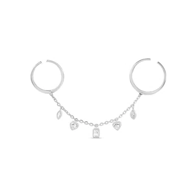 Shymi Women's Two Finger Bezel Set Adjustable Ring - Silver Mix Shape In Neutral