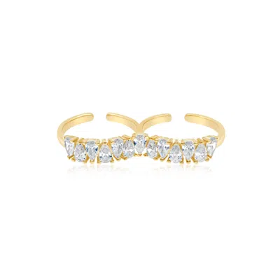 Shymi Women's Two Finger Pear Shape Ring - Gold