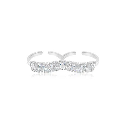 SHYMI WOMEN'S TWO FINGER PEAR SHAPE RING - SILVER