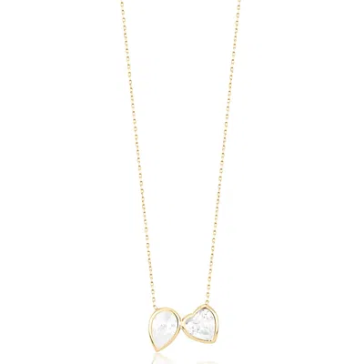 Shymi Women's Two Stone Bezel-set Necklace - Gold Heart & Pear
