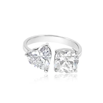 Shymi Women's Two Stone Cocktail Ring - Silver