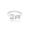 Shymi Women's Two Stone Cuff Stack Ring - Silver