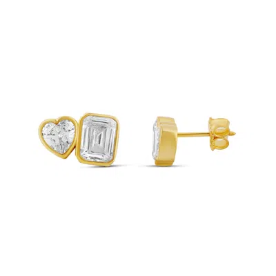 Shymi Women's Two Stone Fancy Shape Bezel-set Studs- Gold