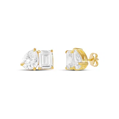 Shymi Women's Two Stone Prong Set Earrings - Gold