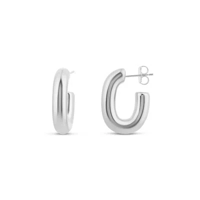 Shymi Women's U Shaped Hoop Earrings - Silver