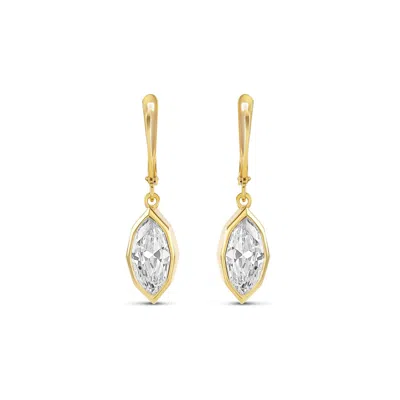 Shymi Women's Victorian Style Fancy Shape Drop Earrings - Gold Marquise