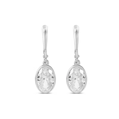 Shymi Women's Victorian Style Fancy Shape Drop Earrings - Silver Oval