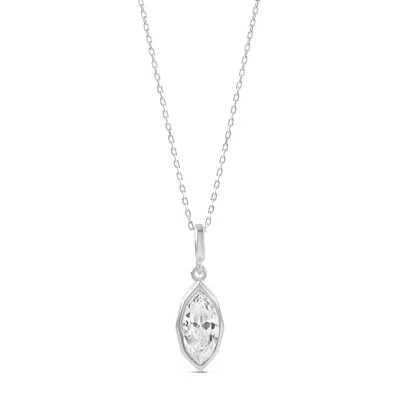 Shymi Women's Victorian Style Marquise Pendant Necklace - Silver