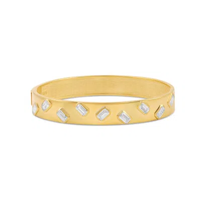 Shymi Women's Wide Emerald Bangle - Gold