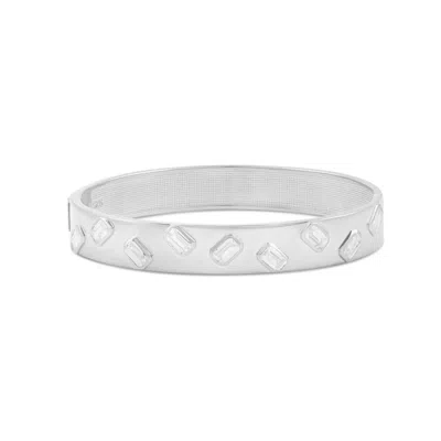 Shymi Women's Wide Emerald Bangle - Silver