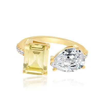 Shymi Women's Yellow / Orange Toi Et Moi Ring - Yellow & White