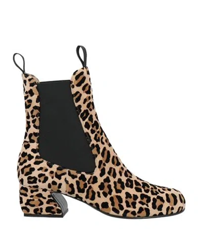 Si Rossi By Sergio Rossi Woman Ankle Boots Beige Size 8 Leather, Elastic Fibres In Sand