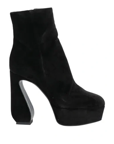 Si Rossi By Sergio Rossi Woman Ankle Boots Black Size 7.5 Textile Fibers