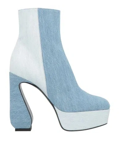 Si Rossi By Sergio Rossi Woman Ankle Boots Blue Size 7.5 Textile Fibers