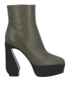 Si Rossi By Sergio Rossi Woman Ankle Boots Military Green Size 6 Soft Leather, Textile Fibers In Green