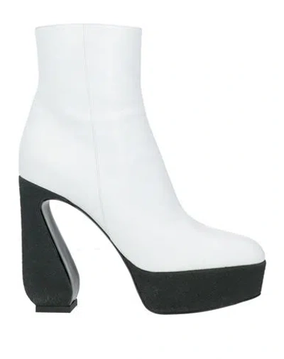 Si Rossi By Sergio Rossi Woman Ankle Boots White Size 10 Soft Leather, Textile Fibers