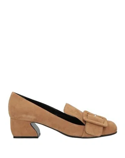 Si Rossi By Sergio Rossi Woman Loafers Camel Size 7.5 Leather In Sand